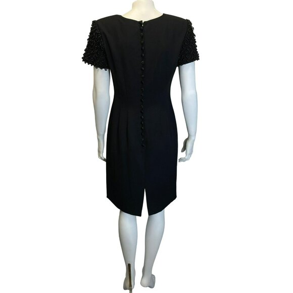 Vintage Womens Black Dress Donna Morgan Petites size 6 Wedding Cocktail Elegant - Picture 9 of 9